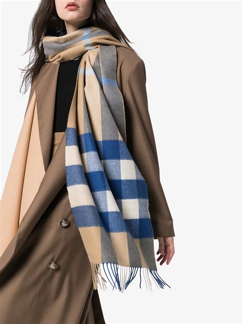 burberry mega check blue and black wool scarf|Burberry wool scarf.